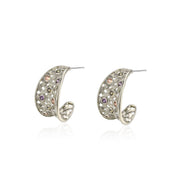Colored Zircon C-shaped Earrings